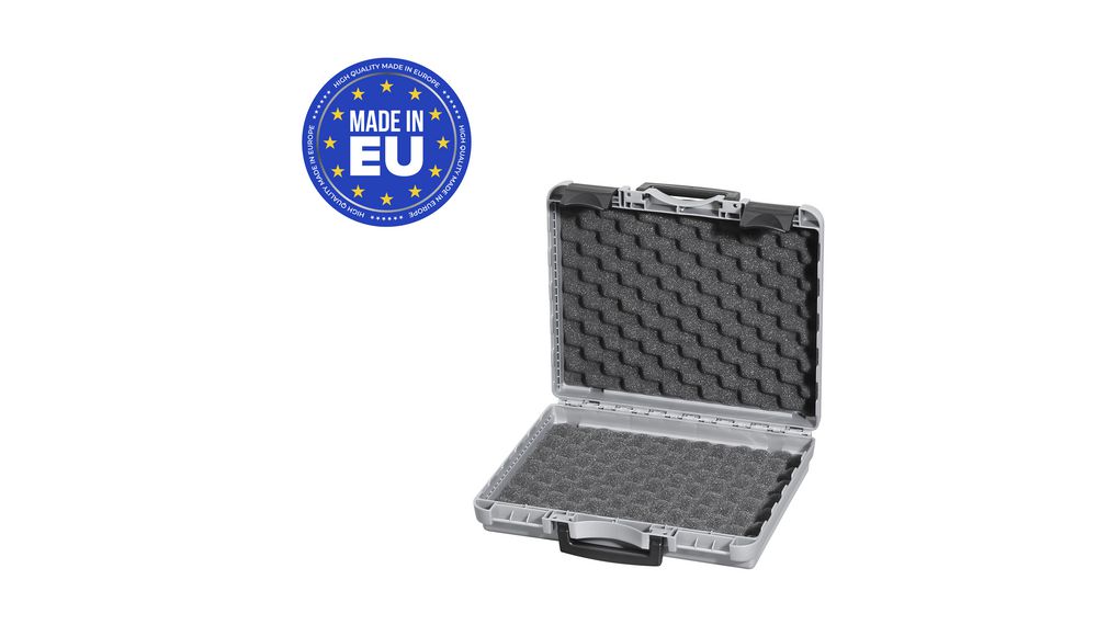 Transportkoffer mit Schaumstoffeinlage, 298x340x96mm, Polypropylen (PP), Grau